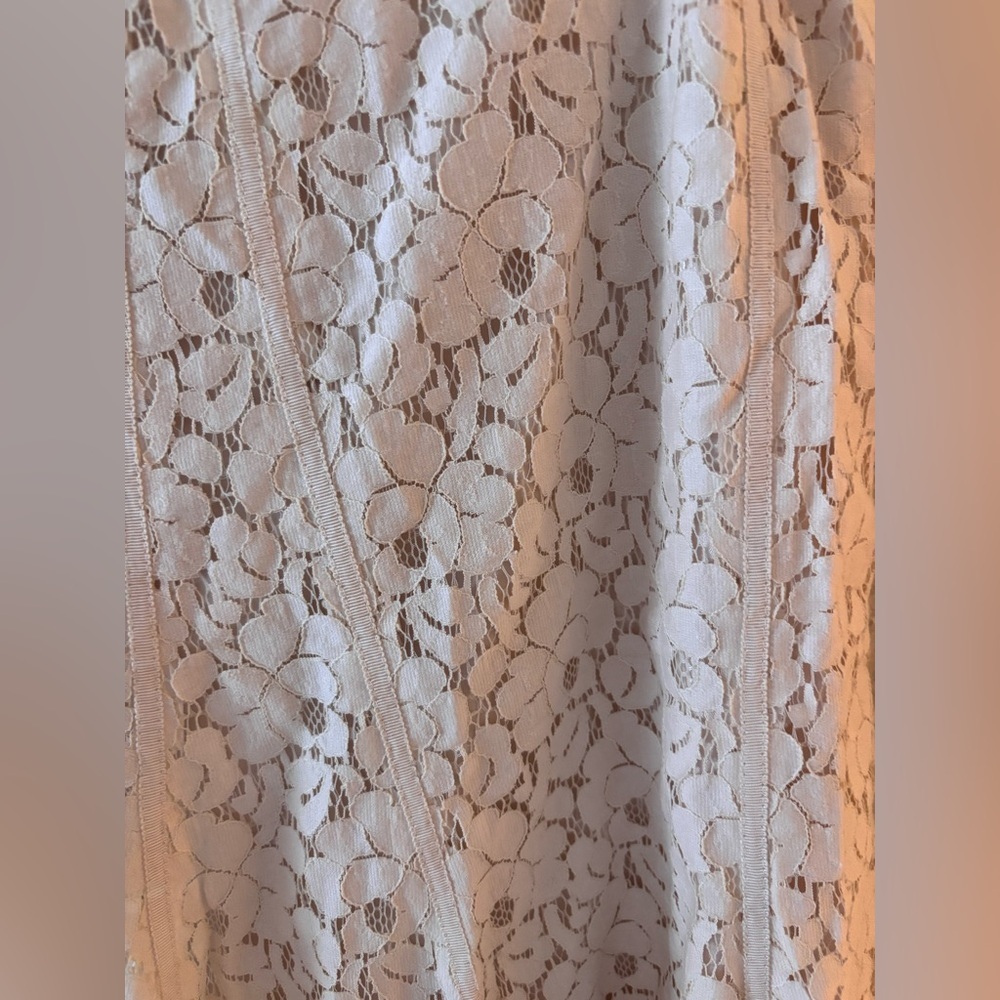 Tahari Lace Eyelet Knee Length Beige Cream Skirt 10 - Picture 2 of 10
